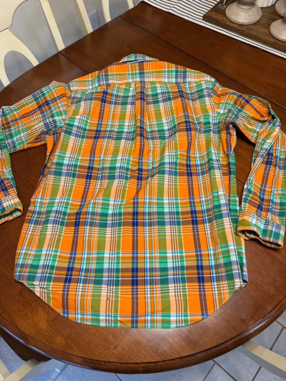 Ralph Lauren Oxford Shirt Mens Large Orange Plaid Long Sleeve Pony Cotton Preppy - Picture 8 of 9